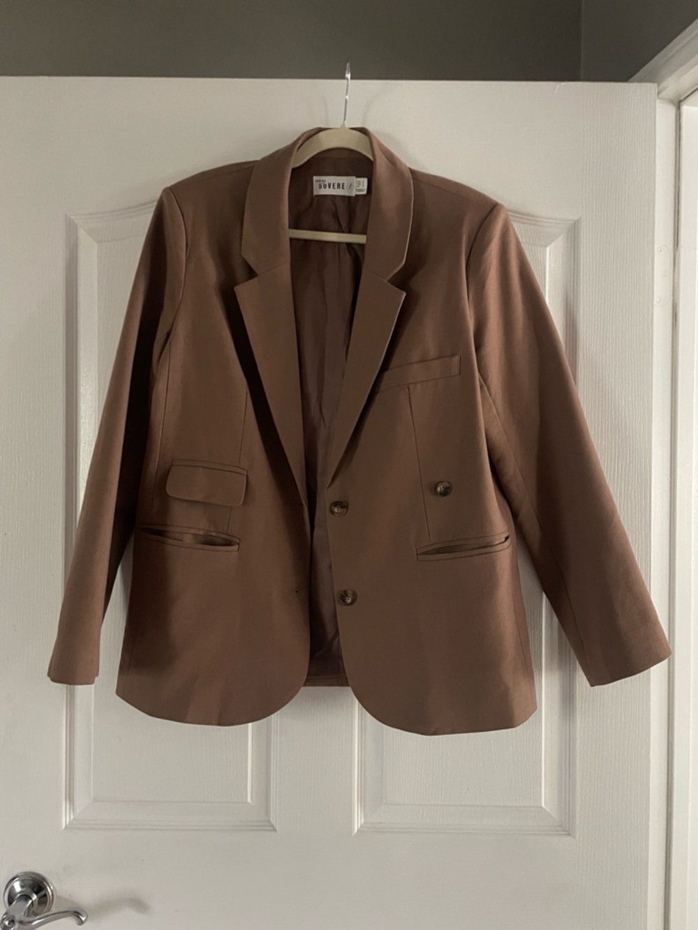 Sovere Free People Double-Breasted Taupe Blazer - Picture 2 of 6